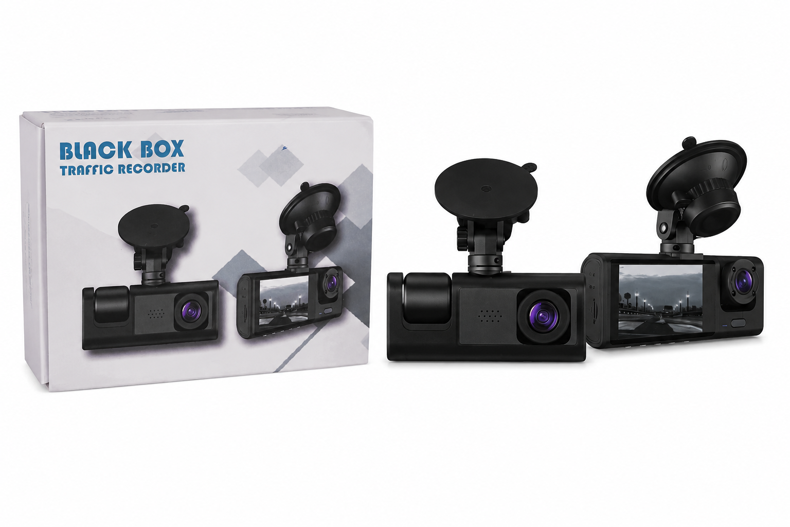 Cámara Black Box Traffic Recorder, doble canal, con su caja